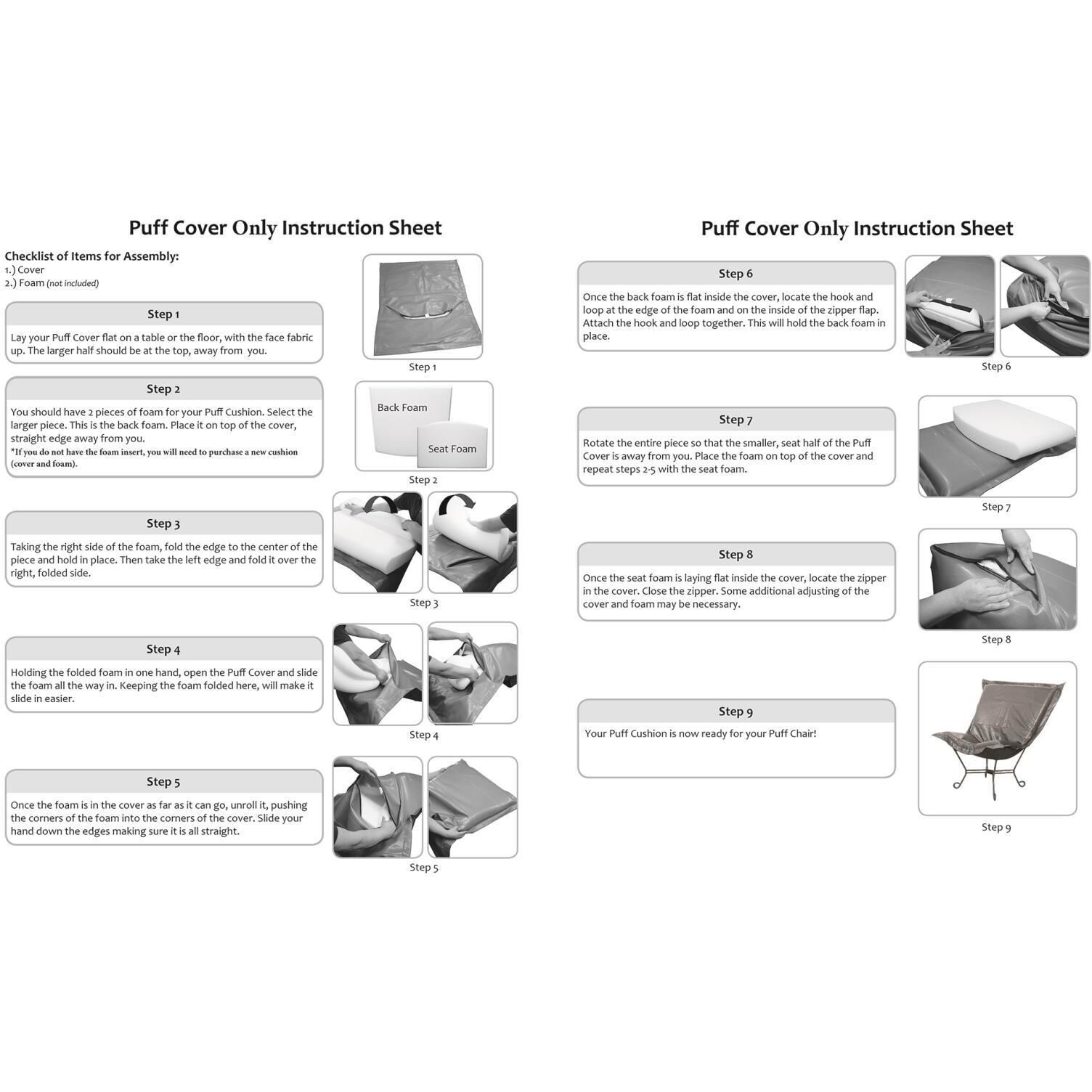 Alicante Breeze Patio Scroll Puff Chair Cover & Cushion